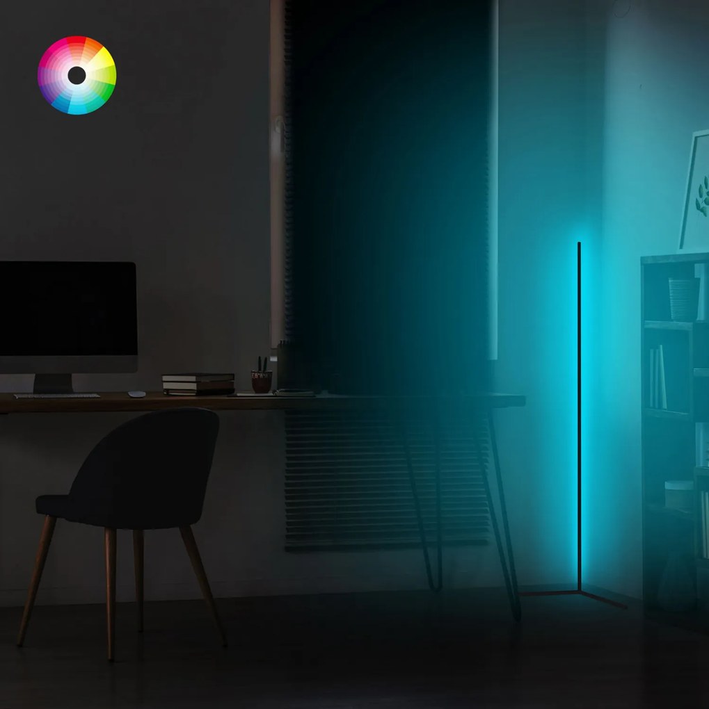Φωτιστικό Δαπέδου Μαύρο Με RGB LED & Ασύρματο Χειριστήριο 30x30x120 Εκ.