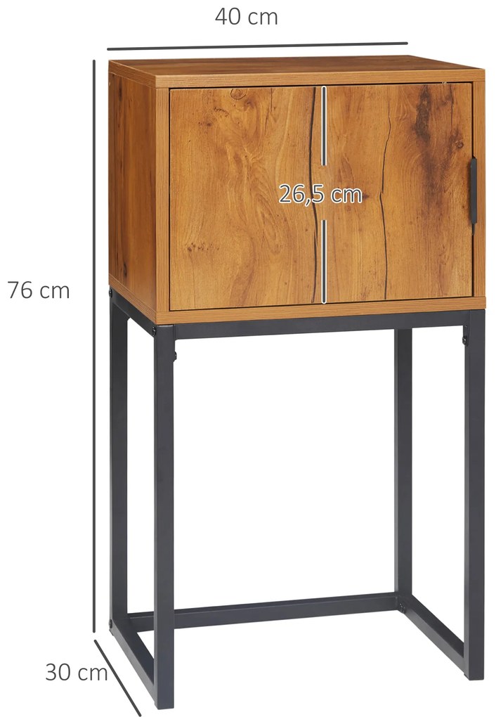 HOMCOM Τραπέζι κονσόλας σε βιομηχανικό στυλ, βοηθητικό τραπέζι, μπουφές, 1 ντουλάπι, Καφέ + Μαύρο