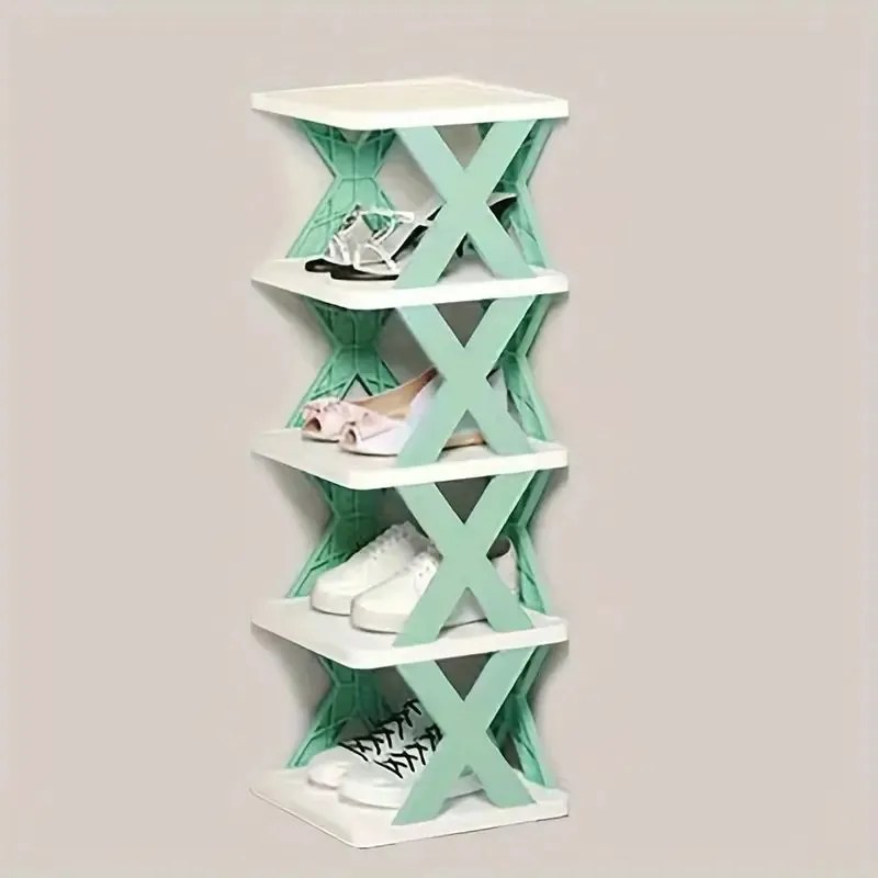 Πτυσσόμενη παπουτσοθήκη με 6 ράφια  24x26x113,5cm Λευκό/Βεραμάν.