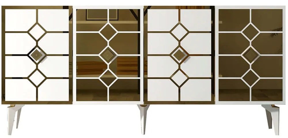 Μπουφές Irmak 475OLV2761 150x40x79cm White-Gold Μοριοσανίδα, Μελαμίνη