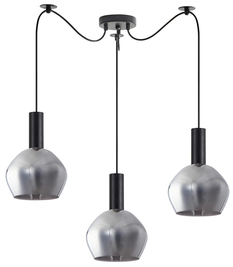 SE21-BL-4-BL3-GL2 ADEPT TUBE Black Pendant Smoked Glass+ HOMELIGHTING 77-8492