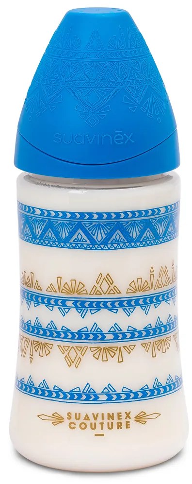 Πλαστικό Μπιμπερό 270ml Με Θηλή Σιλικόνης 0+Μ Suavinex H.Couture Blue