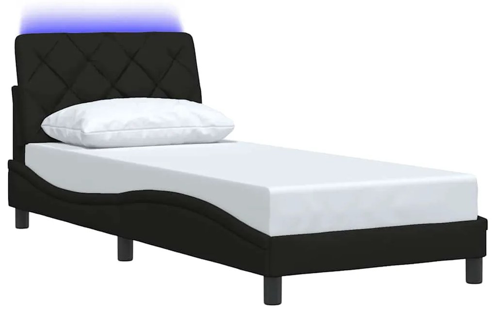 Σκελετός Κρεβατιού με LED Χωρίς Στρώμα Μαύρο 90x190 εκ. - Μαύρο