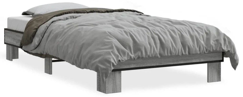 vidaXL Πλαίσιο Κρεβατιού Γκρι Sonoma 90 x 190 εκ. Επεξ. Ξύλο &amp; Μέταλλο