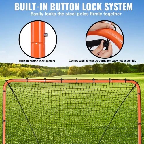 VEVOR Lacrosse Goal, 6&#039; x 6&#039; Lacrosse Net, Folding Portable Backyard Lacrosse Training Equipment, Steel Frame Training Net, Quick &amp; Easy Setup Lacrosse Goal, Perfect for Youth Adult Training, Orange