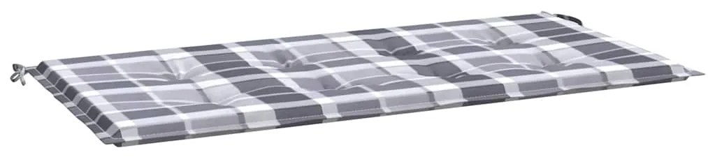 vidaXL Μαξιλάρι για Παγκάκι Κήπου Γκρι Καρό 120x50x4 εκ. Υφασμάτινο