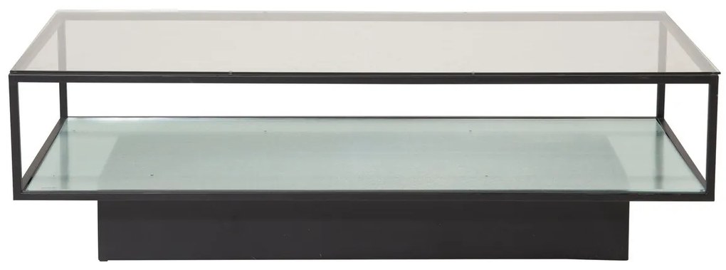 Τραπεζάκι σαλονιού Dallas 4212, Μαύρο, 38x60x130cm, 25 kg, Επεξεργασμένο γυαλί, Γωνιακό | Epipla1.gr