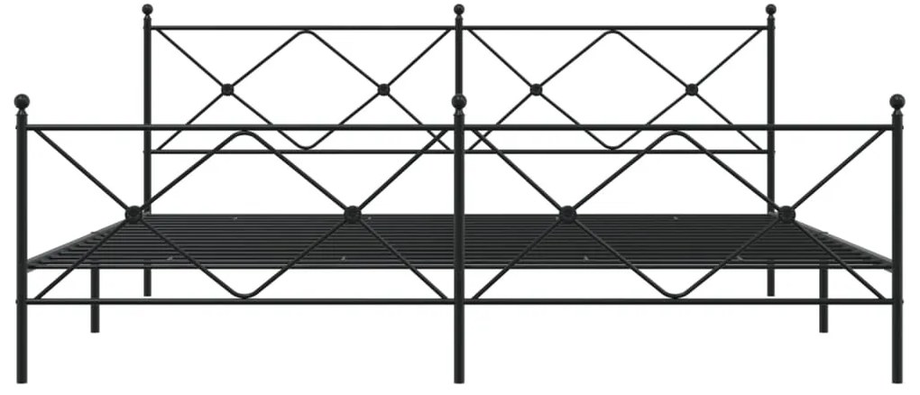vidaXL Πλαίσιο Κρεβατιού με Κεφαλάρι&Ποδαρικό Μαύρο 193x20 εκ. Μέταλλο
