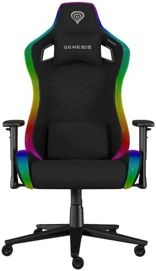 Genesis NFG-2247 Trit 660 Υφασμάτινη Καρέκλα Gaming με Ρυθμιζόμενα Μπράτσα και RGB Φωτισμό Μαύρη