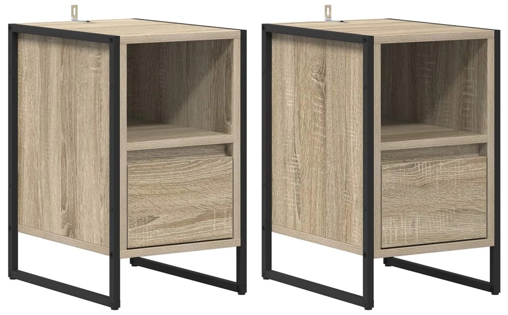 vidaXL Κομοδίνο 2 pcs Σονόμα 39,5 x 30 x 50 εκ Επεξεργασμένο ξύλο