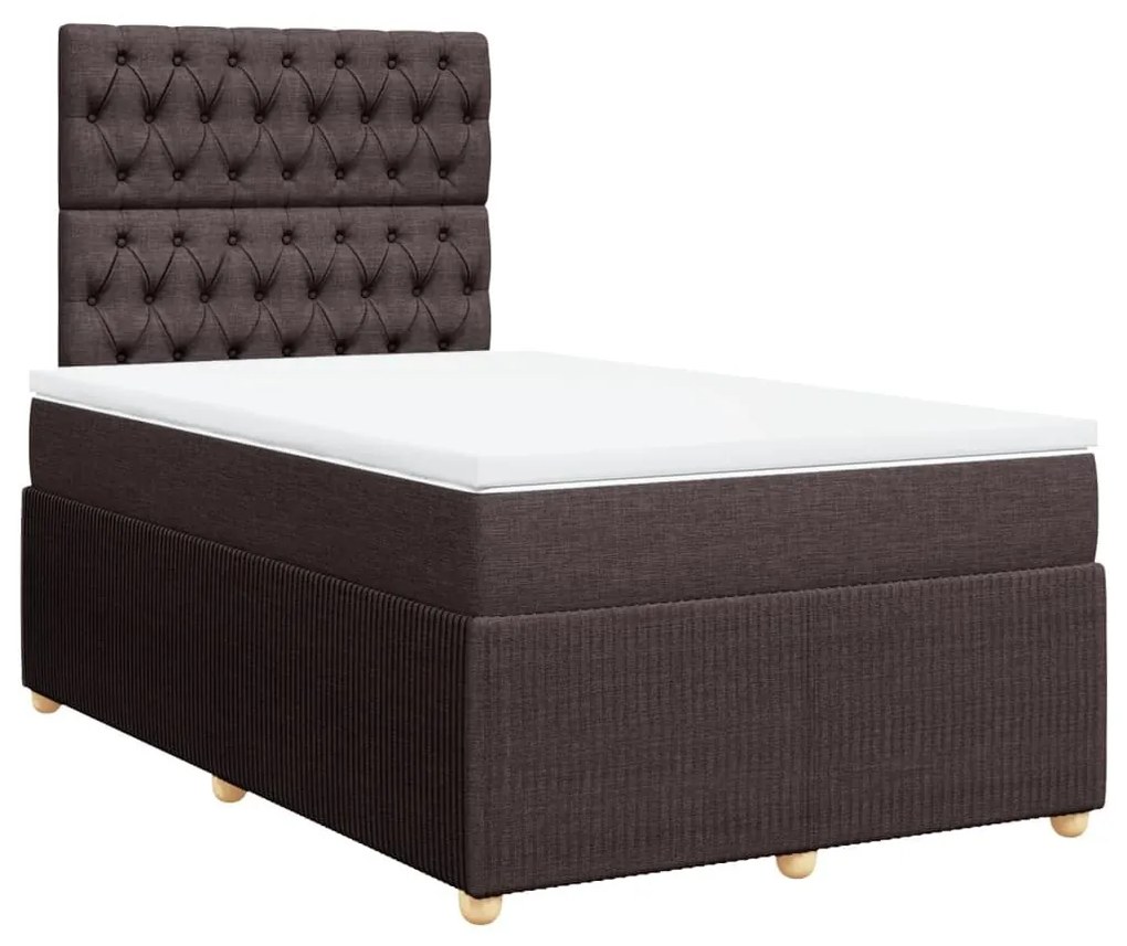 Κρεβάτι Boxspring με Στρώμα Σκούρο Καφέ 120x190 εκ Υφασμάτινο - Καφέ