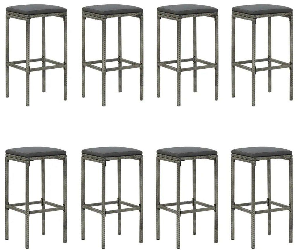 vidaXL Σετ Επίπλων Μπαρ Κήπου 9 τεμ. Γκρι Συνθετικό Ρατάν με Μαξιλάρια