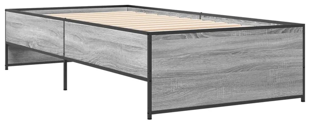 vidaXL Πλαίσιο Κρεβατιού Γκρι Sonoma 75x190 εκ. Επεξ. Ξύλο &amp; Μέταλλο