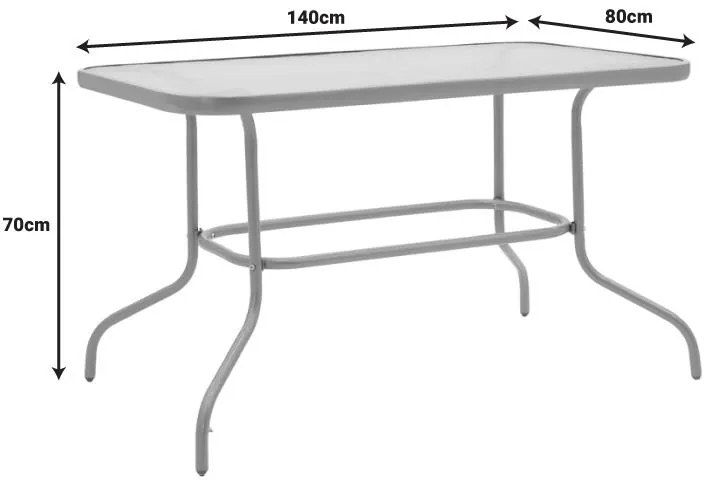Τραπέζι Valor μέταλλο λευκό-γυαλί 140x80x70εκ 140x80x70 εκ.