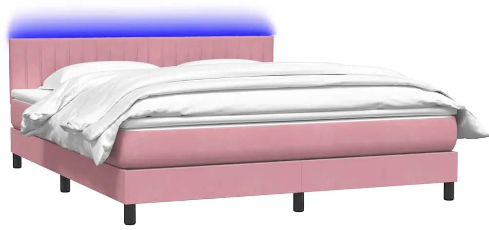 vidaXL Κρεβάτι Boxspring με Στρώμα Ροζ 180x210 εκ. Βελούδινο