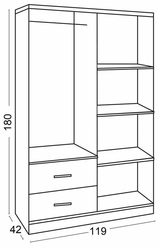 Ντουλάπα Mesa C105, Άσπρο, 180x119x42cm, Πόρτες ντουλάπας: Με μεντεσέδες, Αριθμός ραφιών: 3, Αριθμός ραφιών: 3 | Epipla1.gr