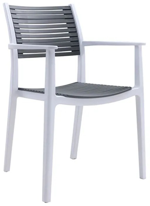 WOODWELL AKRON Πολυθρόνα PP-UV Άσπρο - Γκρι 60x55x85cm Ε350,12