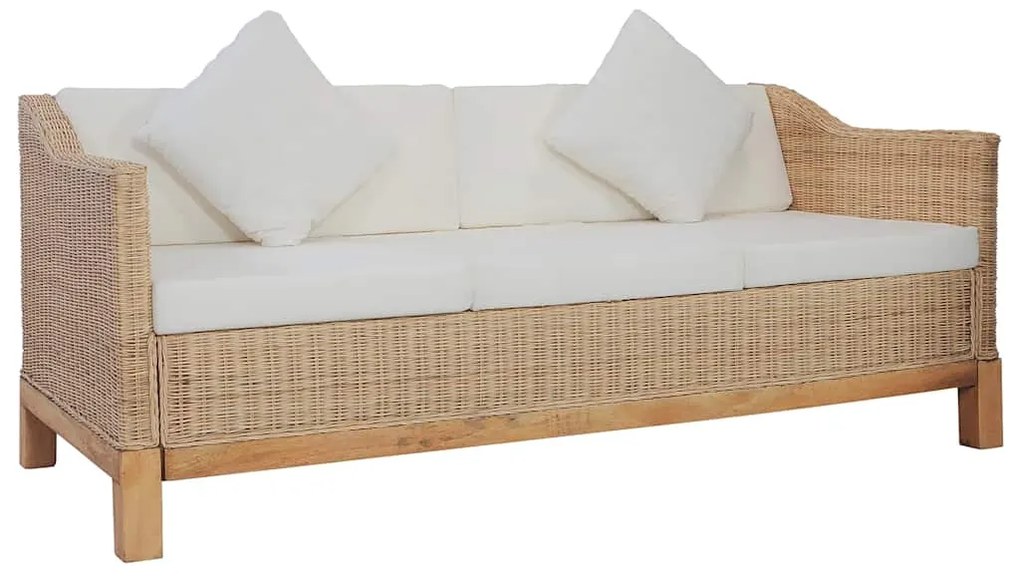 vidaXL Σετ Σαλονιού 2 Τεμαχίων από Γνήσιο Ρατάν με Μαξιλάρια