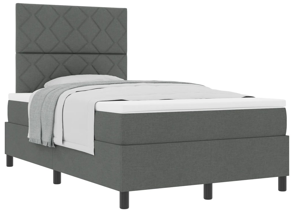 vidaXL Κρεβάτι Box Spring με Στρώμα Σκούρου Γκρι 120x200 εκ Ύφασμα