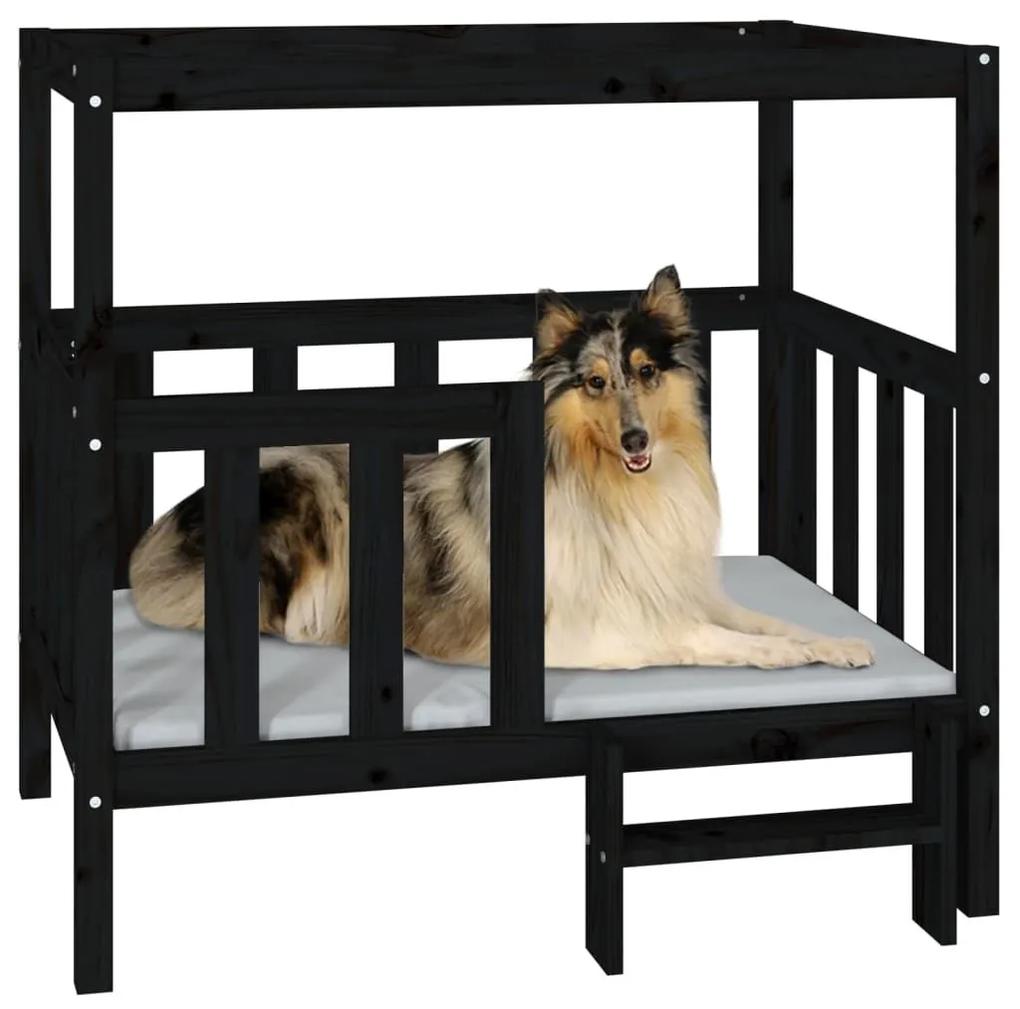 Κρεβάτι Σκύλου Μαύρο 105,5x83,5x100 εκ από Μασίφ Ξύλο Πεύκου - Μαύρο