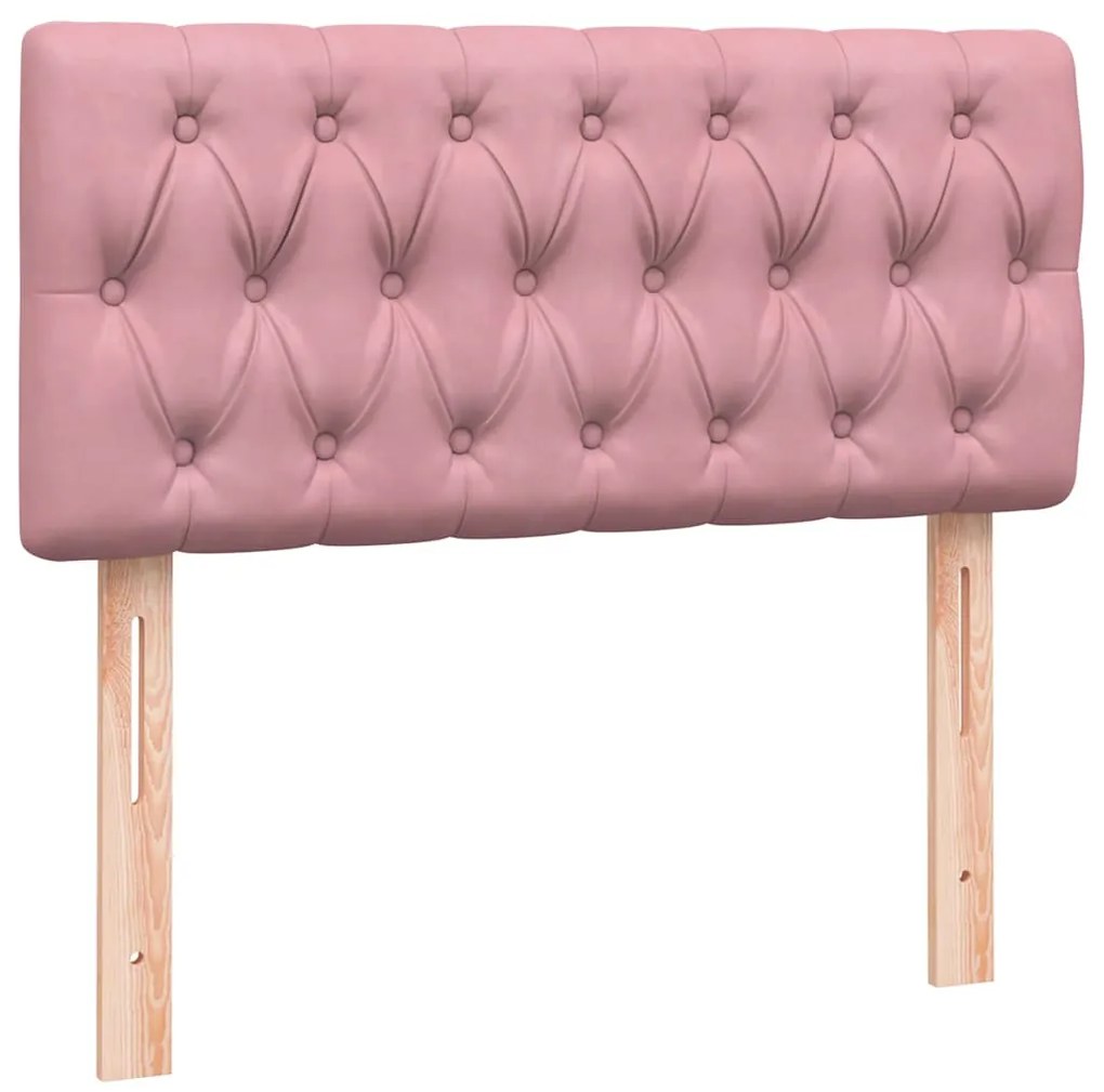 vidaXL Κρεβάτι Boxspring με Στρώμα Ροζ 80x220 εκ. Βελούδινο