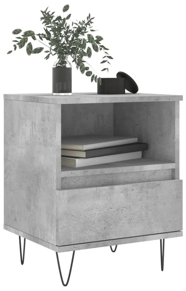 vidaXL Κομοδίνα 2 τεμ. Γκρι Σκυροδέματος 40x35x50 εκ. Επεξεργ. Ξύλο