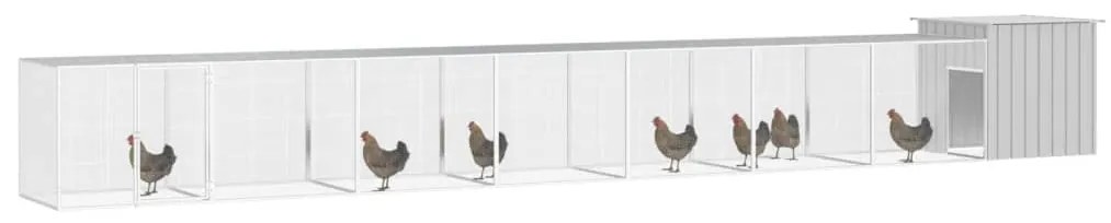 vidaXL Κοτέτσι - Κλουβί Γκρι 700x91x100 εκ. από Γαλβανισμένο Χάλυβα