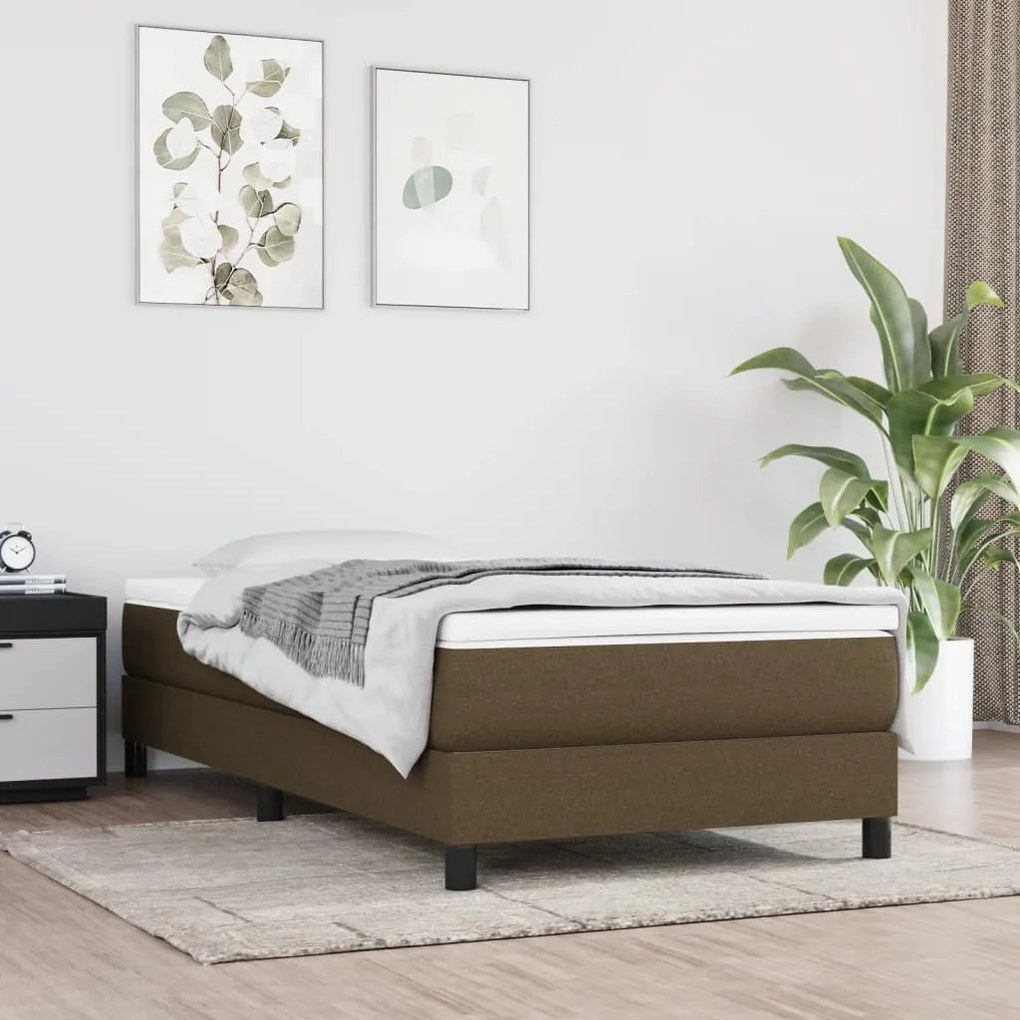 vidaXL Πλαίσιο Κρεβατιού Boxspring Σκούρο Καφέ 90x190 εκ. Υφασμάτινο