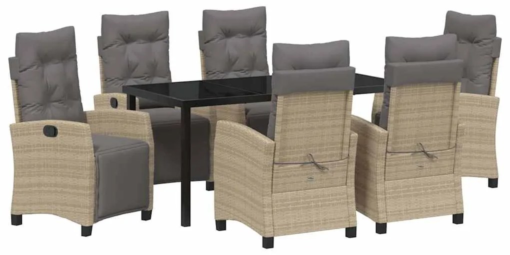 vidaXL Σέτ φαγητού για κήπο 7 pcs Μπεζ συνθετικό ρατάν