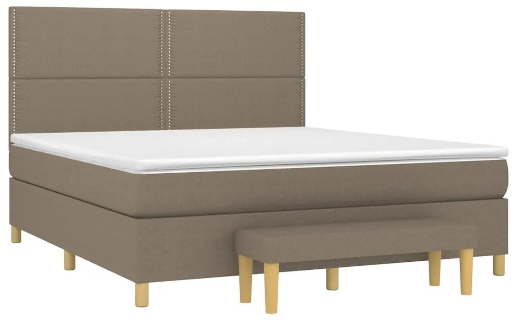 vidaXL Κρεβάτι Boxspring με Στρώμα Taupe 180x200 εκ. Υφασμάτινο