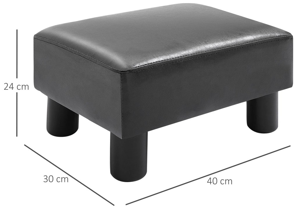 HOMCOM Σκαμπό, σκαμπό με δερματίνη, μοντέρνο σκαμπό, σκαμπό από δερματίνη, οθωμανικό για υπνοδωμάτιο, σαλόνι, Μαύρο