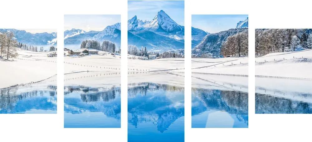 Εικόνα 5 μερών χιονισμένο τοπίο στις Άλπεις - 100x50