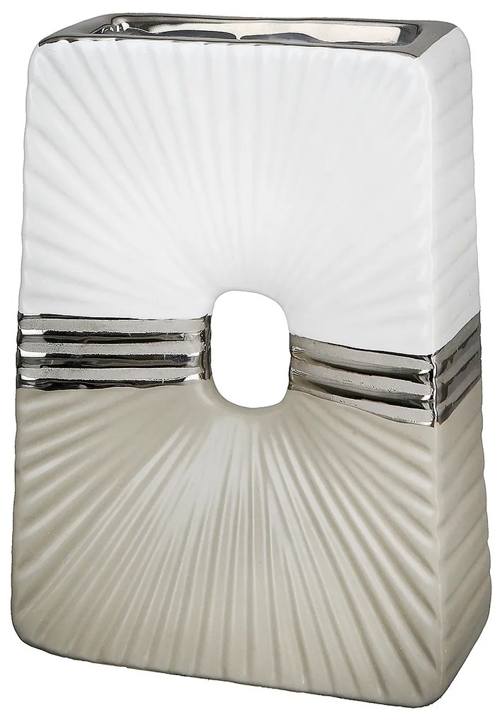 Βάζο ArteLibre Μπεζ/Ασημί/Λευκό Κεραμικό 6x14.5x20cm-05160456