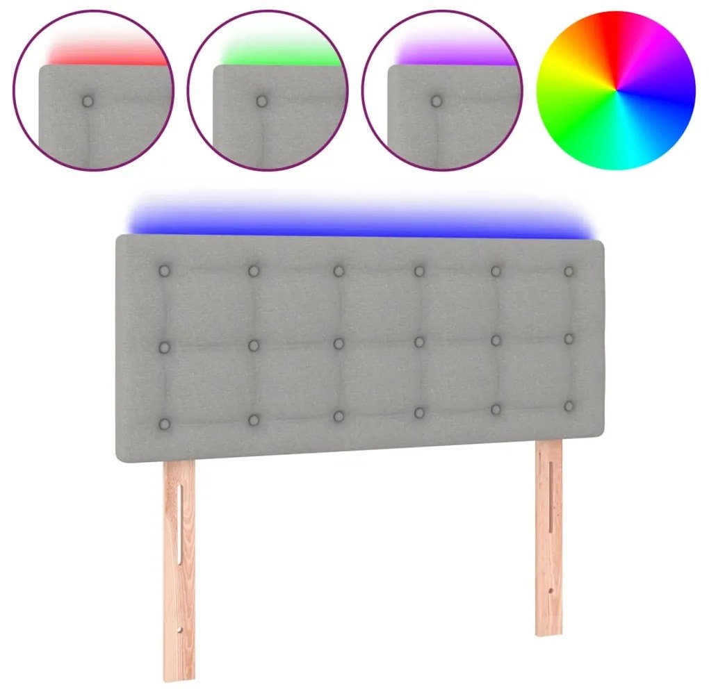 vidaXL Κεφαλάρι Κρεβατιού LED Ανοιχτό Γκρι 90x5x78/88 εκ. Υφασμάτινο