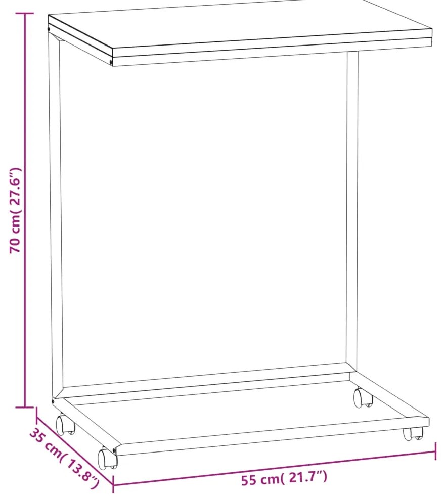 vidaXL Βοηθητικό Τραπέζι με Ρόδες Λευκό 55 x 35 x 70 εκ. Επεξ. Ξύλο