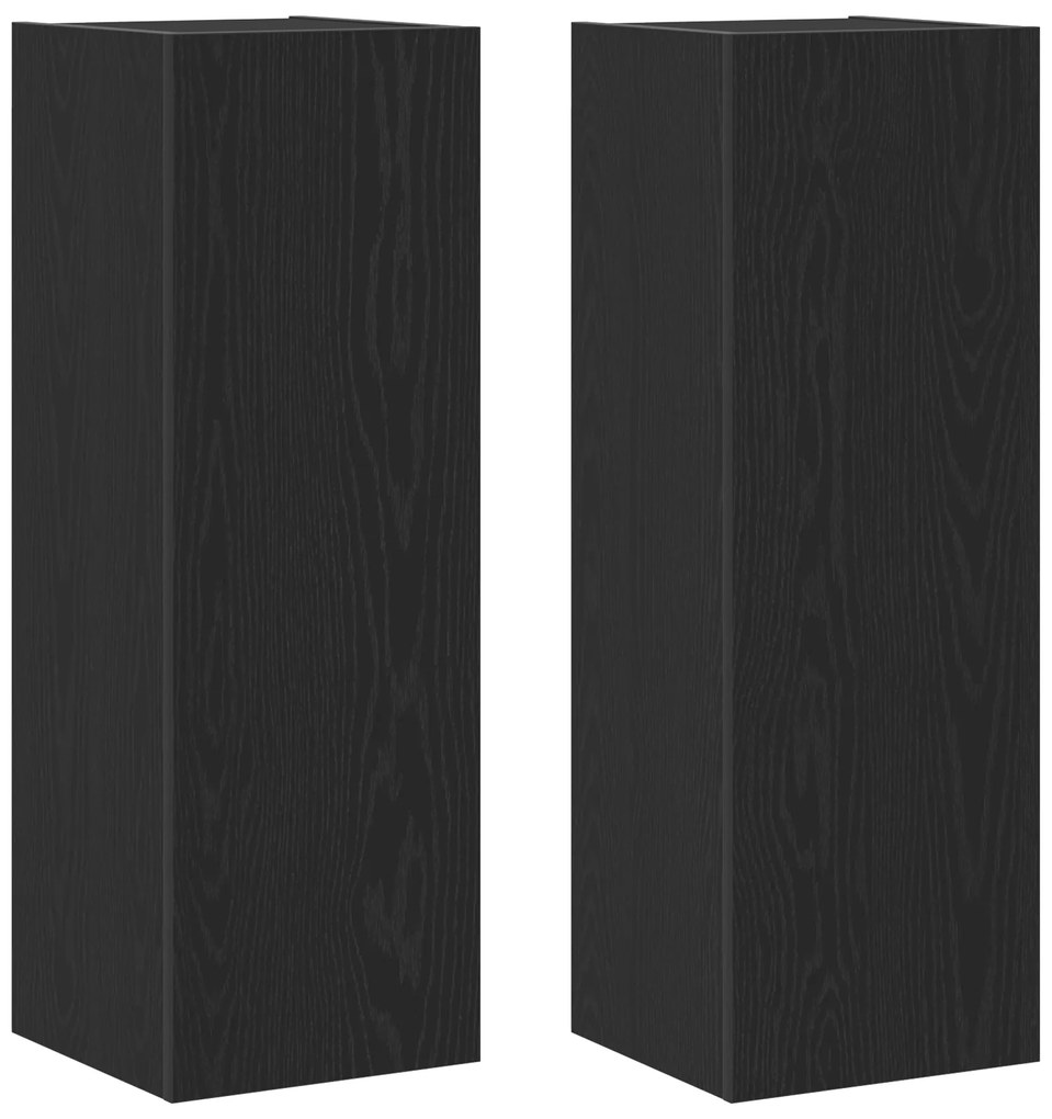 vidaXL Επιτοίχια Ραφιά - 2 τεμάχια, Μαύρη Δρυς, 30.5 x 30 x 90 εκ, Από Επεξεργασμένο Ξύλο