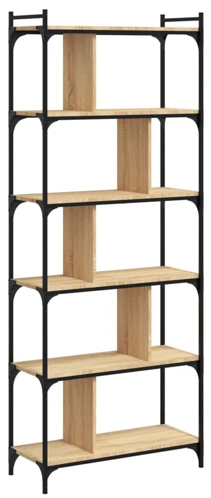 vidaXL Βιβλιοθήκη 6 Επιπέδων Sonoma Δρυς 76 x 32 x 192 εκ. Επεξ. Ξύλο