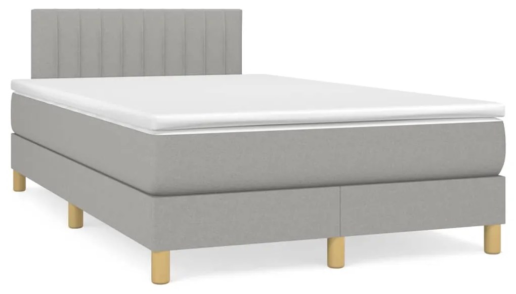 Κρεβάτι Boxspring με Στρώμα Ανοιχτό Γκρι 120x190 εκ. Υφασμάτινο - Γκρι