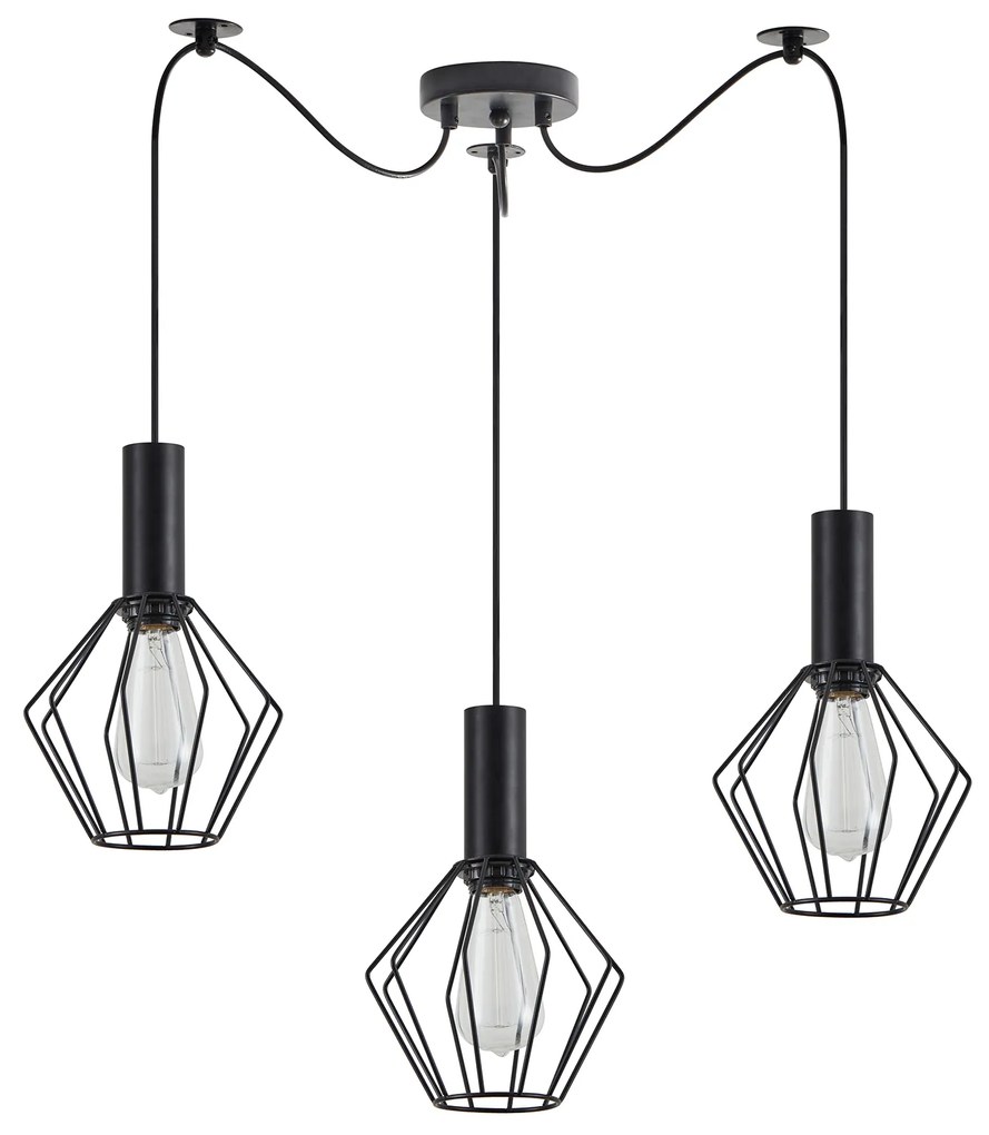 SE21-BL-4-BL3-GR1 ADEPT TUBE Black Pendant Black Metal Grid+