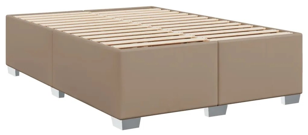 vidaXL Κρεβάτι Boxspring με Στρώμα Καπουτσίνο 160x200εκ.από Συνθ.Δέρμα
