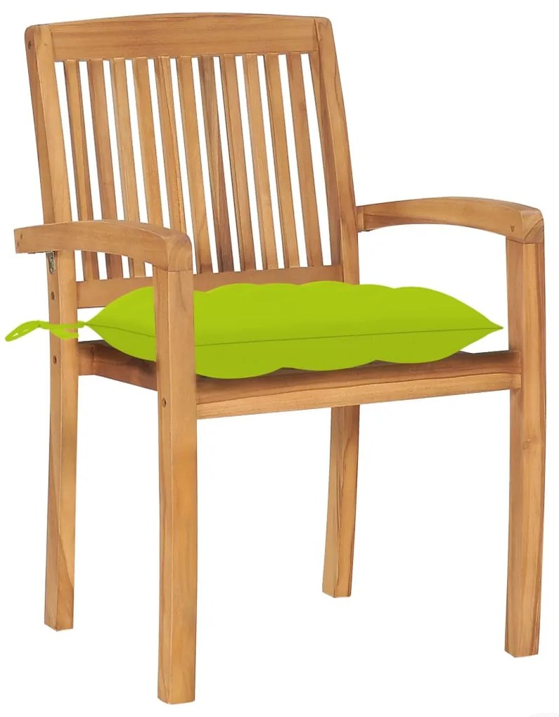 vidaXL Καρέκλες Κήπου Στοιβαζόμενες 8 τεμ. Μασίφ Ξύλο Teak &amp; Μαξιλάρια