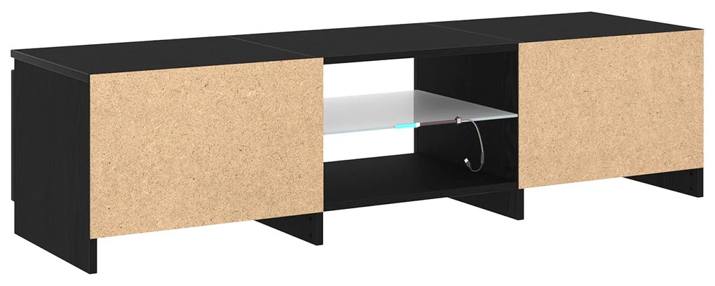 vidaXL Ντουλάπα Τηλεόρασης με Φώτα LED Μαύρο Δρύς 140x40x35,5 εκ. από επεξεργασμένο ξύλο