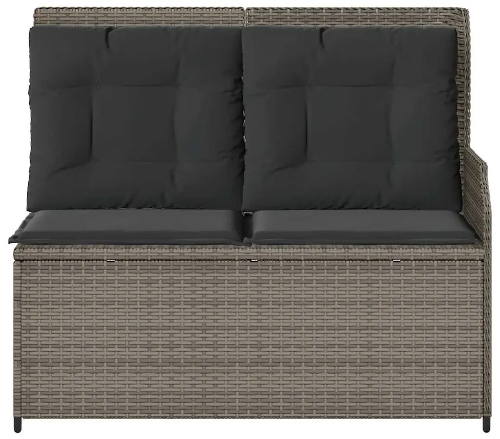 vidaXL Πάγκος Κήπου Ανακλινόμενος Γκρι Συνθετικό Ρατάν με Μαξιλάρια