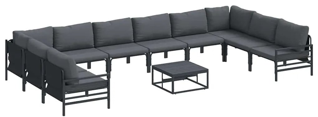 vidaXL Σετ Καναπέ Κήπου 11 pcs Ανθρακί Ατσάλι