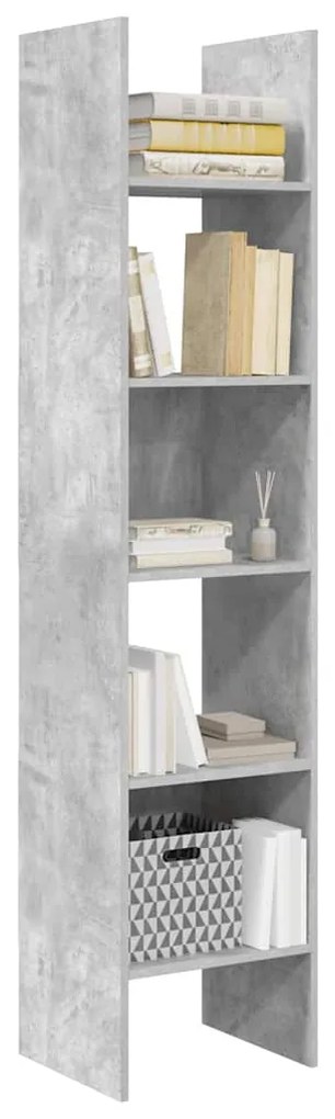 vidaXL Βιβλιοθήκη Γκρι Σκυροδέματος 40 x 35 x 180 εκ. από Επεξ. Ξύλο