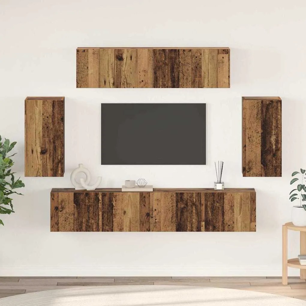 vidaXL Σετ επίπλου τηλεόρασης 6 pcs Παλαιό ξύλο 80 x 30 x 30 εκ