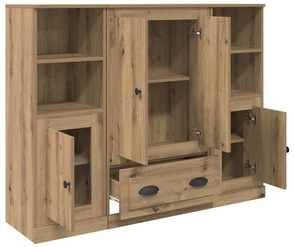 vidaXL Highboard με συρτάρι 3 pcs Artisan Oak Επεξεργασμένο ξύλο
