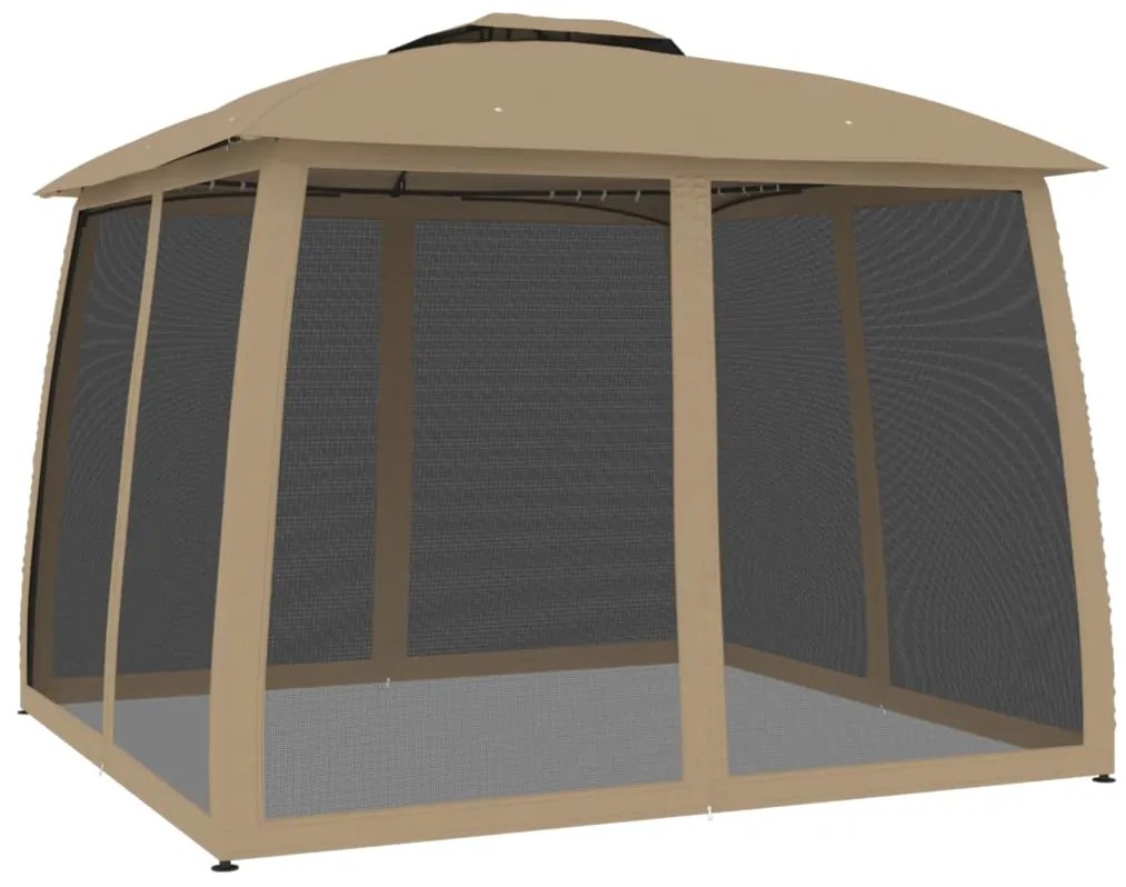 vidaXL Κιόσκι με Διπλούς Τοίχους/Δίχτυ Taupe 2,93x2,93 μ. από Ατσάλι