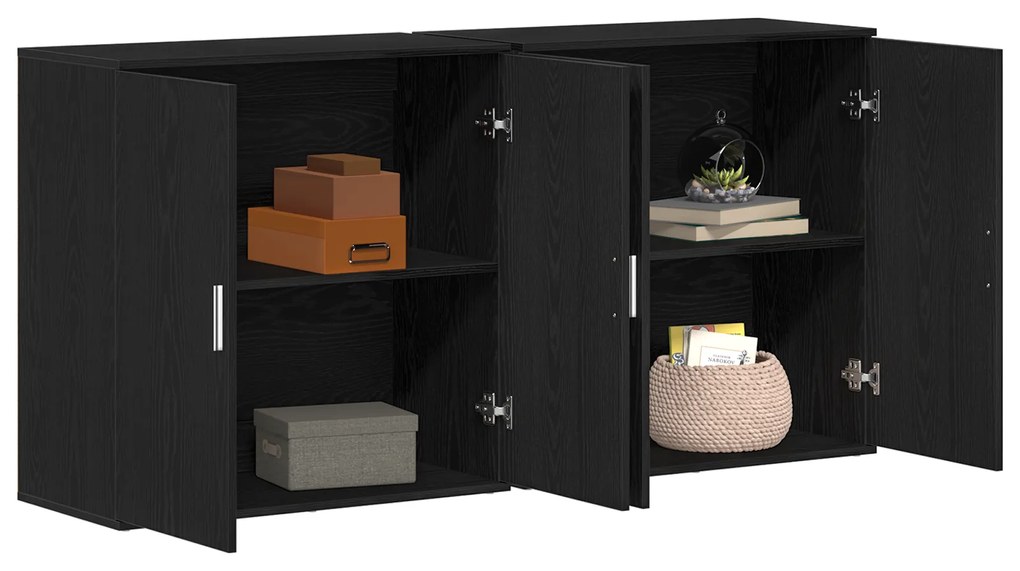 vidaXL Μπουφέδες 2 τεμάχια Μαύρος Δρύς 79x38x80 εκ Επεξεργασμένο Ξύλο