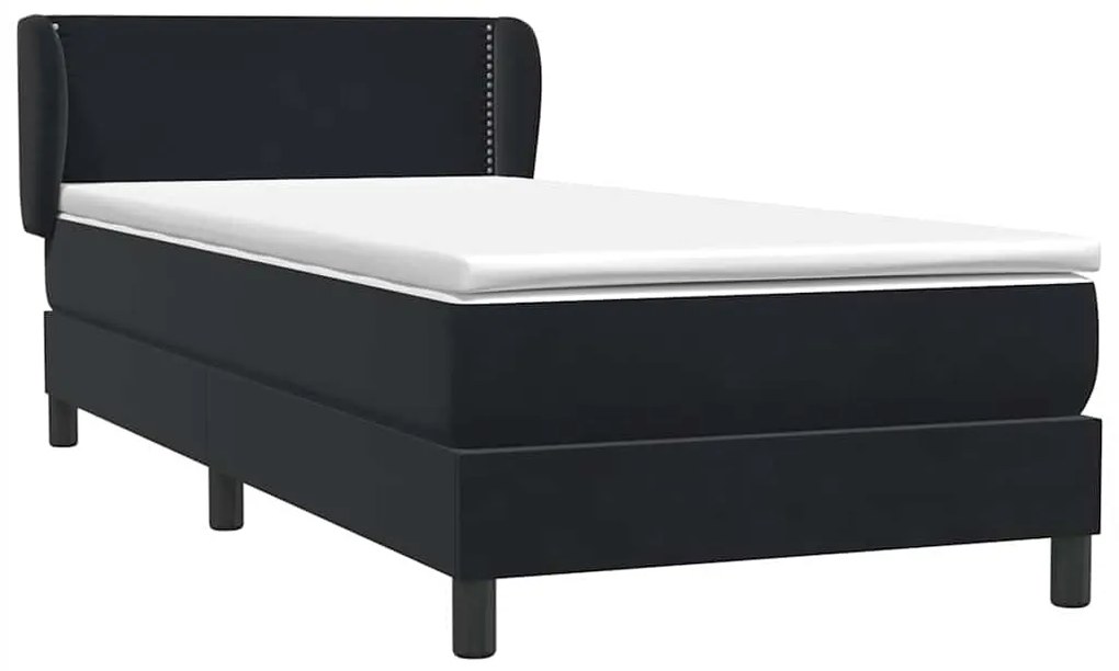 vidaXL Κρεβάτι Boxspring με Στρώμα Μαύρο 90x210 εκ. Βελούδινο